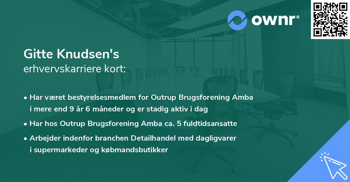 Gitte Knudsen's erhvervskarriere kort