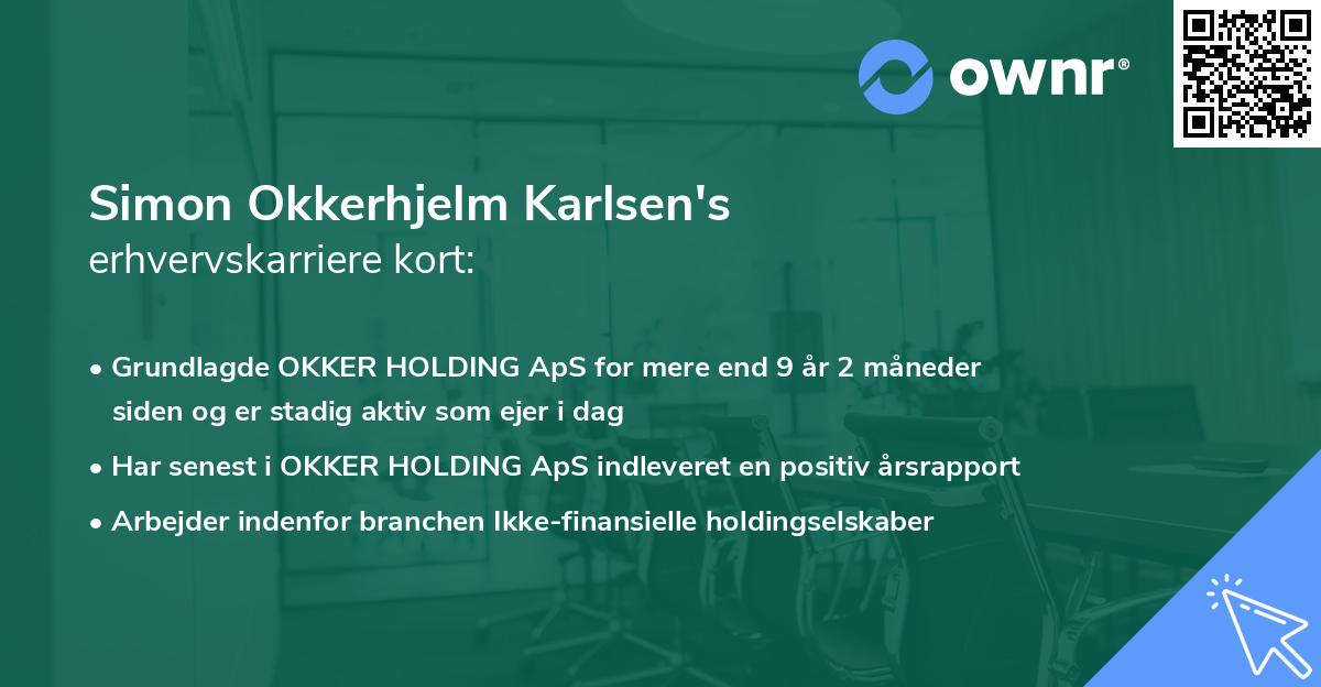 Simon Okkerhjelm Karlsen's erhvervskarriere kort