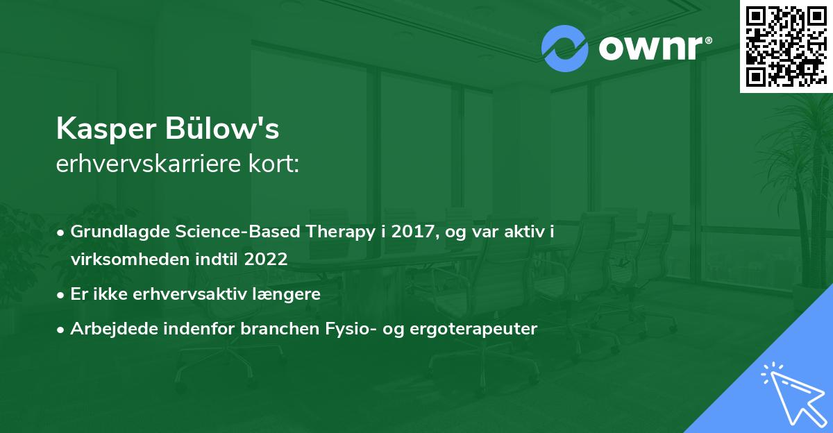 Kasper Bülow's erhvervskarriere kort