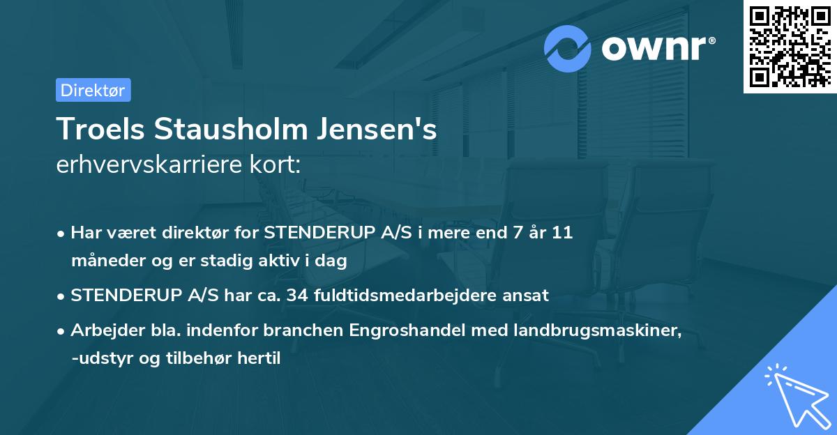 Troels Stausholm Jensen's erhvervskarriere kort