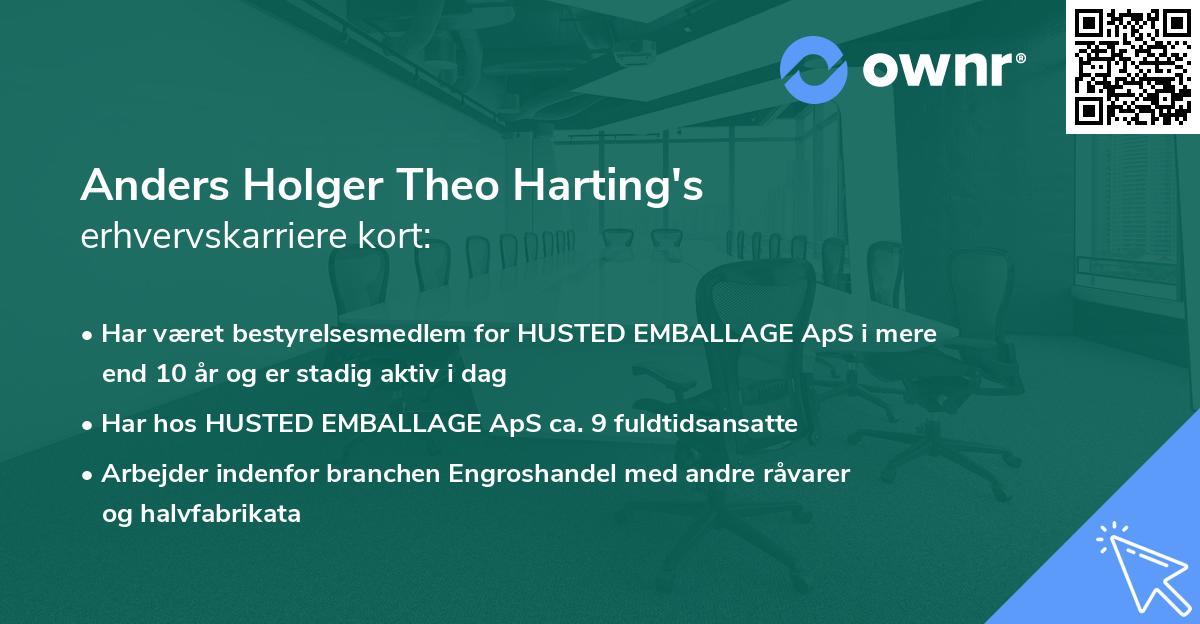 Anders Holger Theo Harting's erhvervskarriere kort