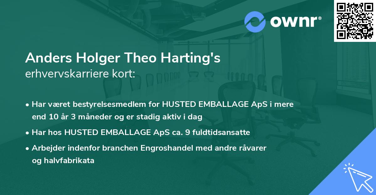 Anders Holger Theo Harting's erhvervskarriere kort