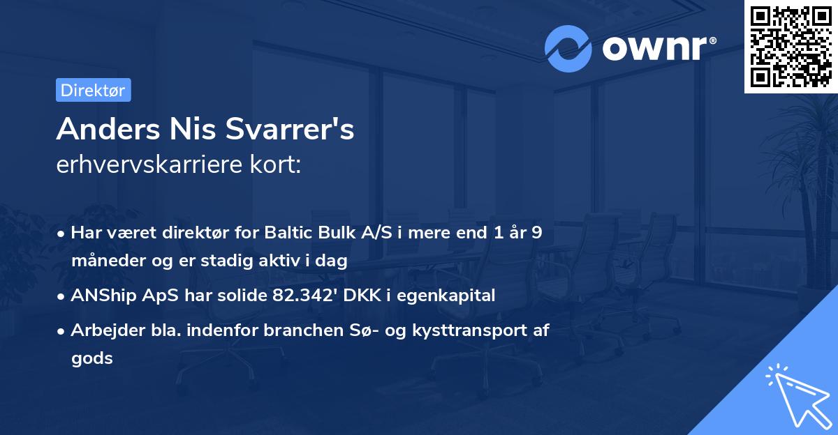Anders Nis Svarrer's erhvervskarriere kort
