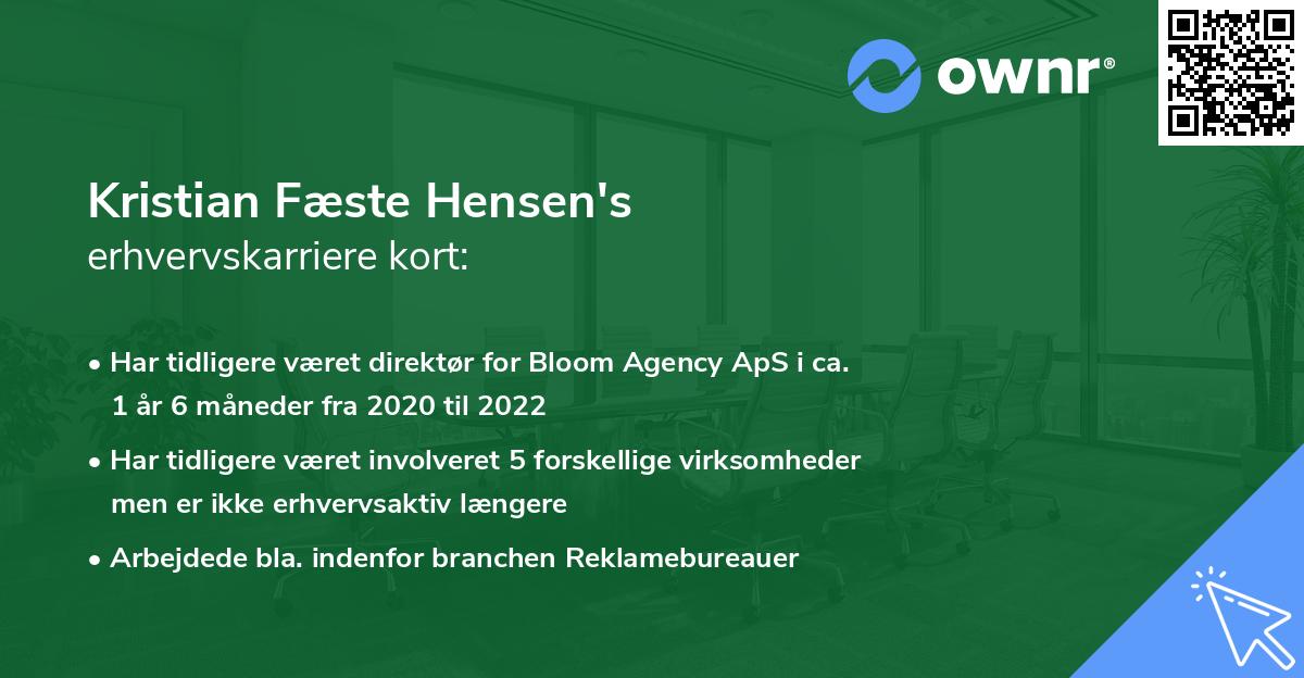 Kristian Fæste Hensen's erhvervskarriere kort