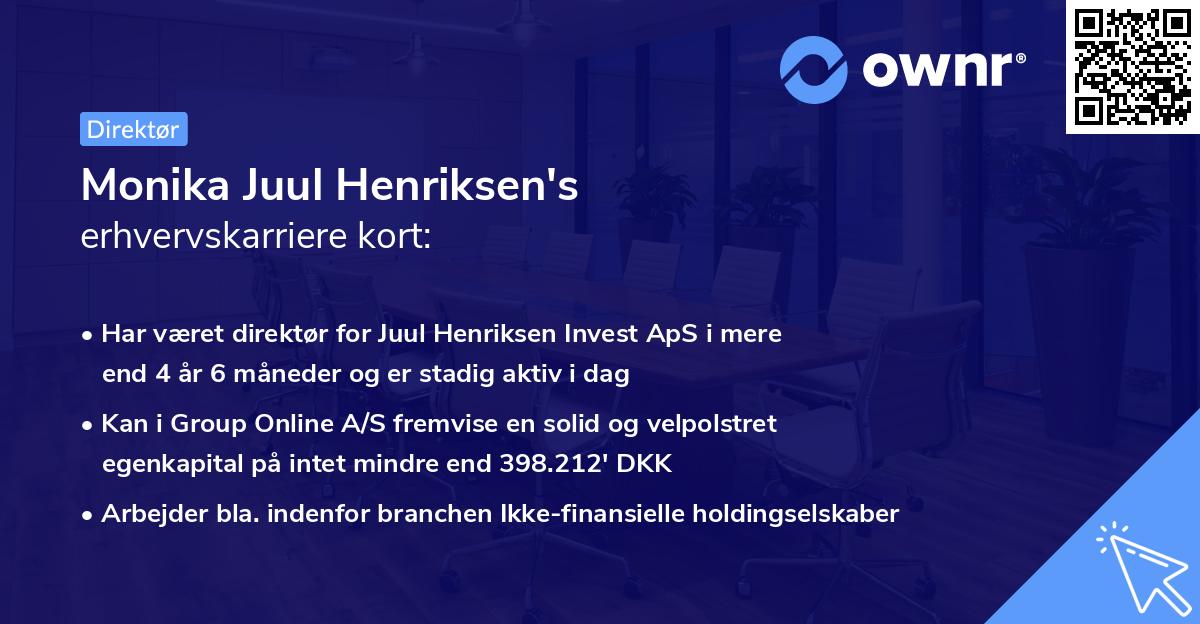 Monika Juul Henriksen's erhvervskarriere kort