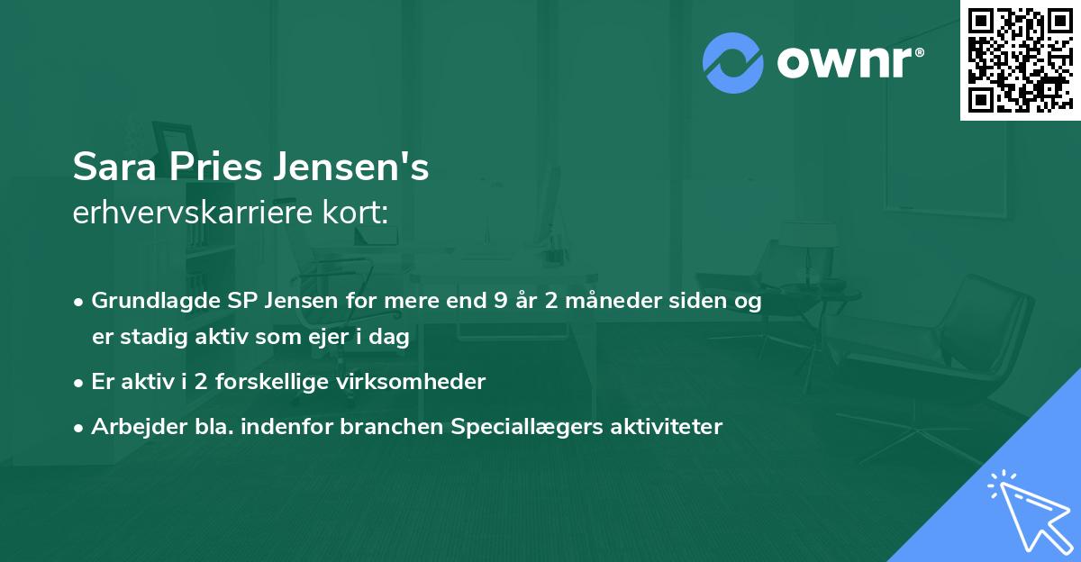 Sara Pries Jensen's erhvervskarriere kort