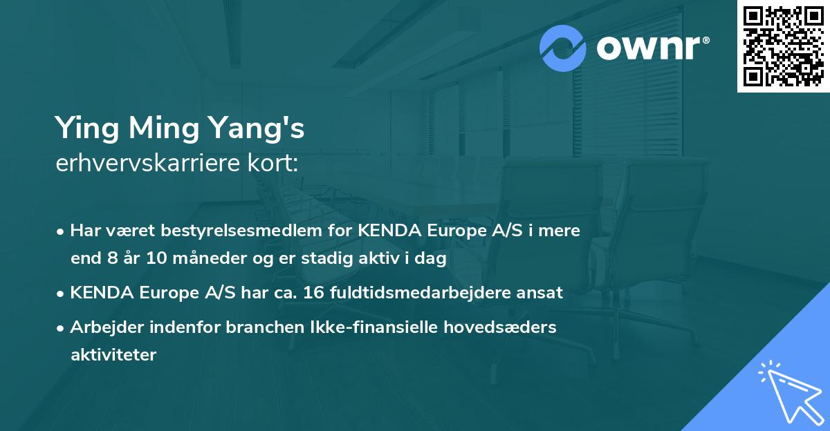 Ying Ming Yang's erhvervskarriere kort