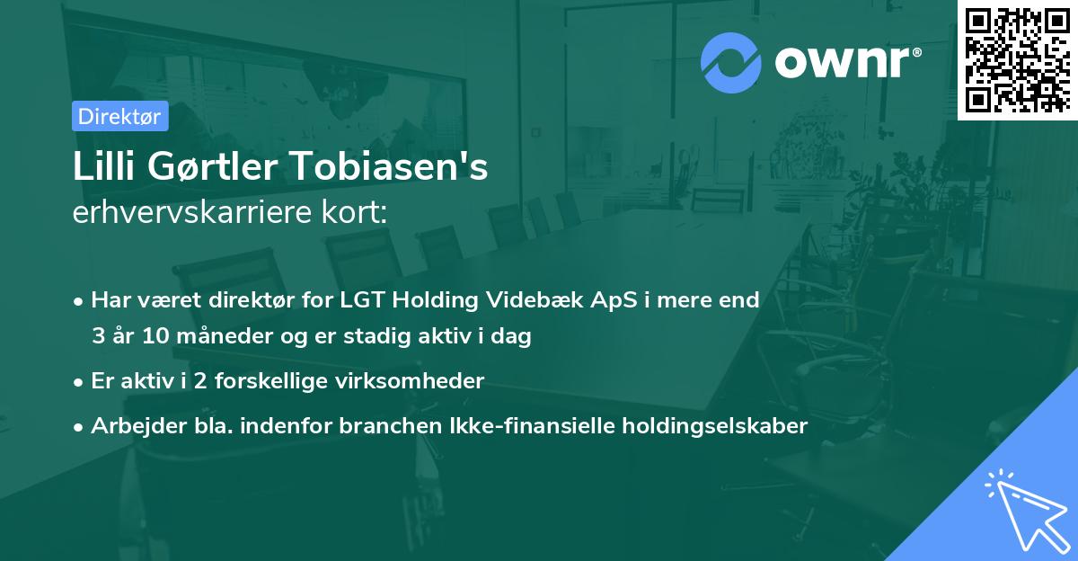 Lilli Gørtler Tobiasen's erhvervskarriere kort