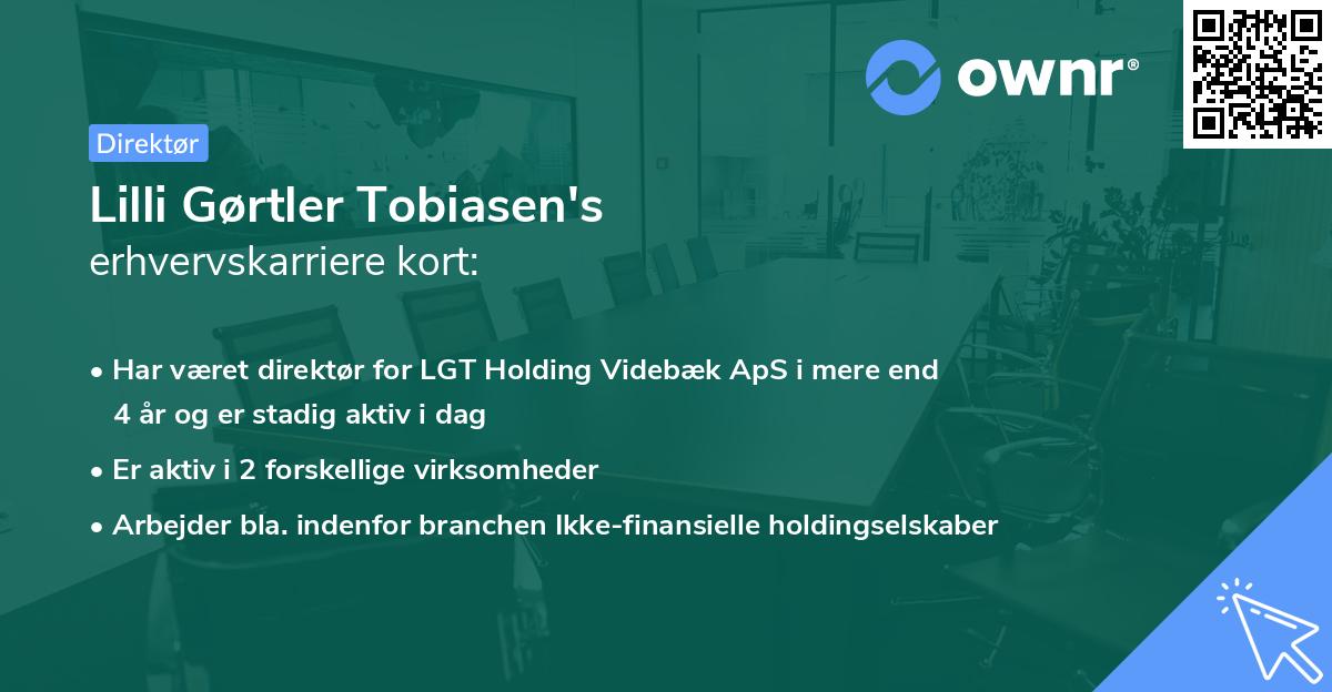 Lilli Gørtler Tobiasen's erhvervskarriere kort