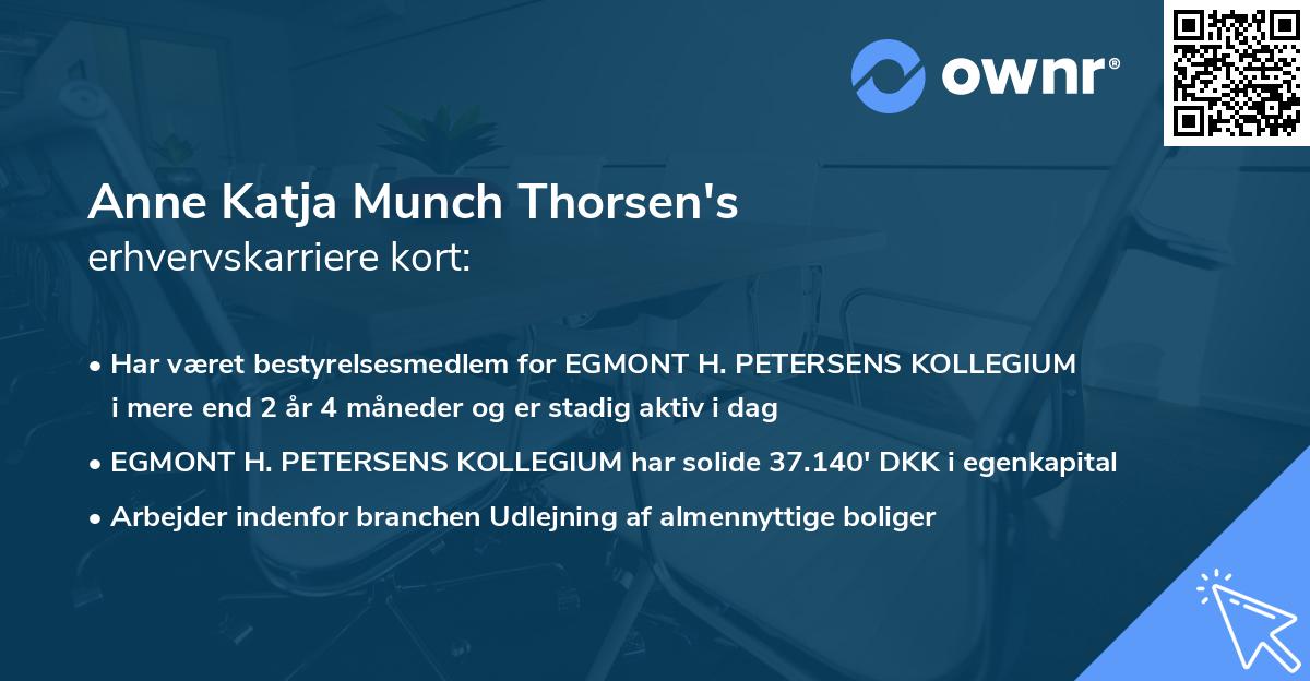 Anne Katja Munch Thorsen's erhvervskarriere kort