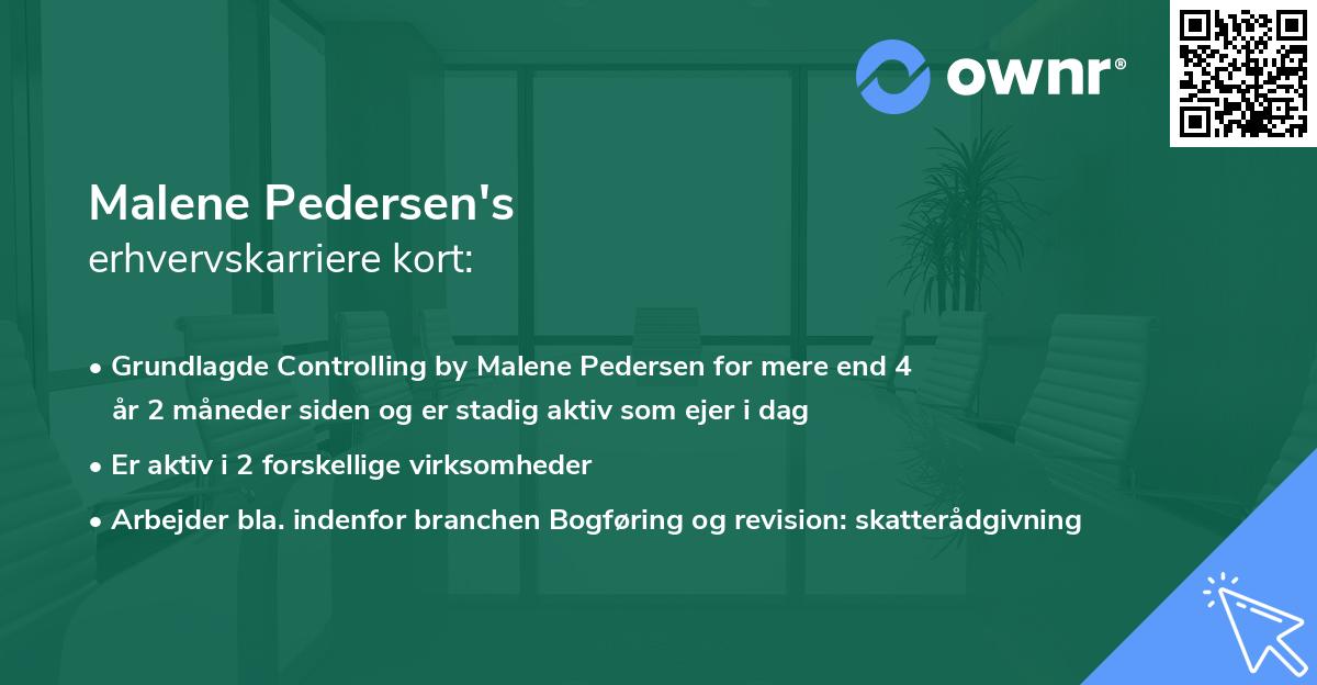 Malene Pedersen's erhvervskarriere kort