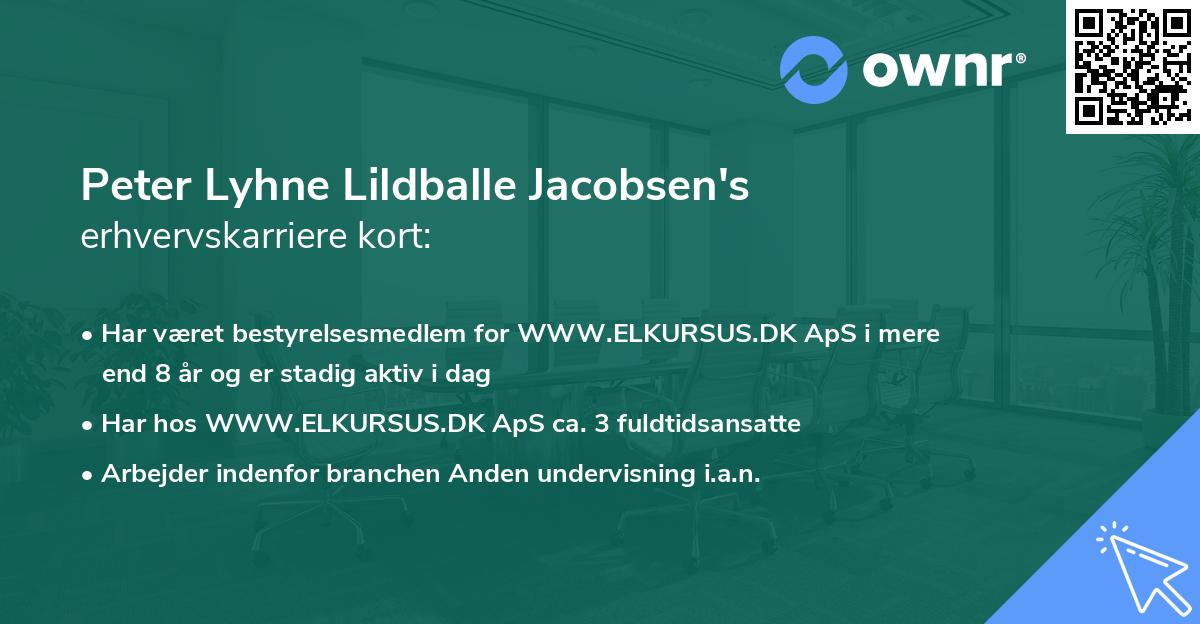 Peter Lyhne Lildballe Jacobsen's erhvervskarriere kort