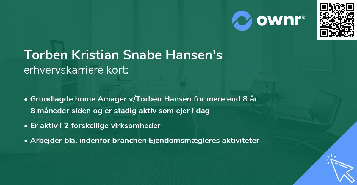 Torben Kristian Snabe Hansen's erhvervskarriere kort