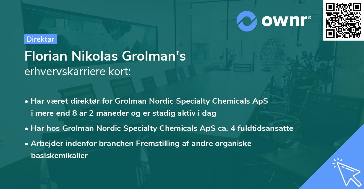 Florian Nikolas Grolman's erhvervskarriere kort