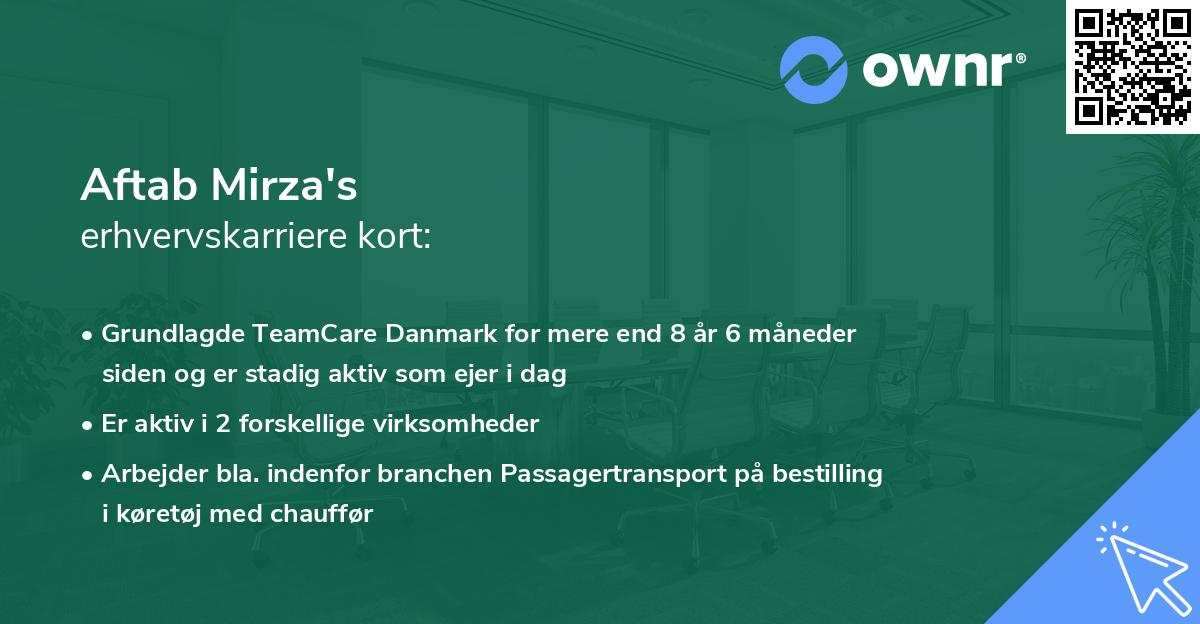 Aftab Mirza's erhvervskarriere kort