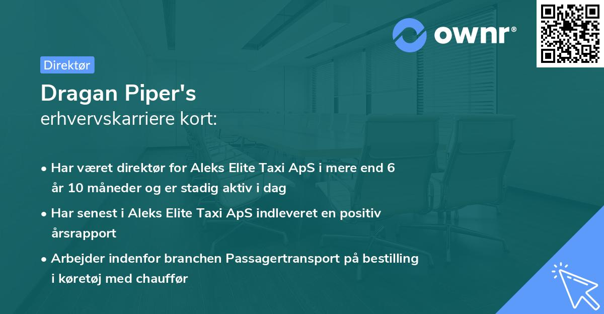 Dragan Piper's erhvervskarriere kort