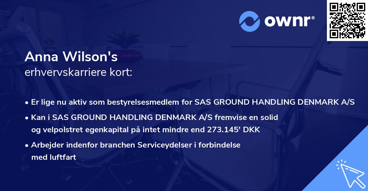 Anna Wilson's erhvervskarriere kort