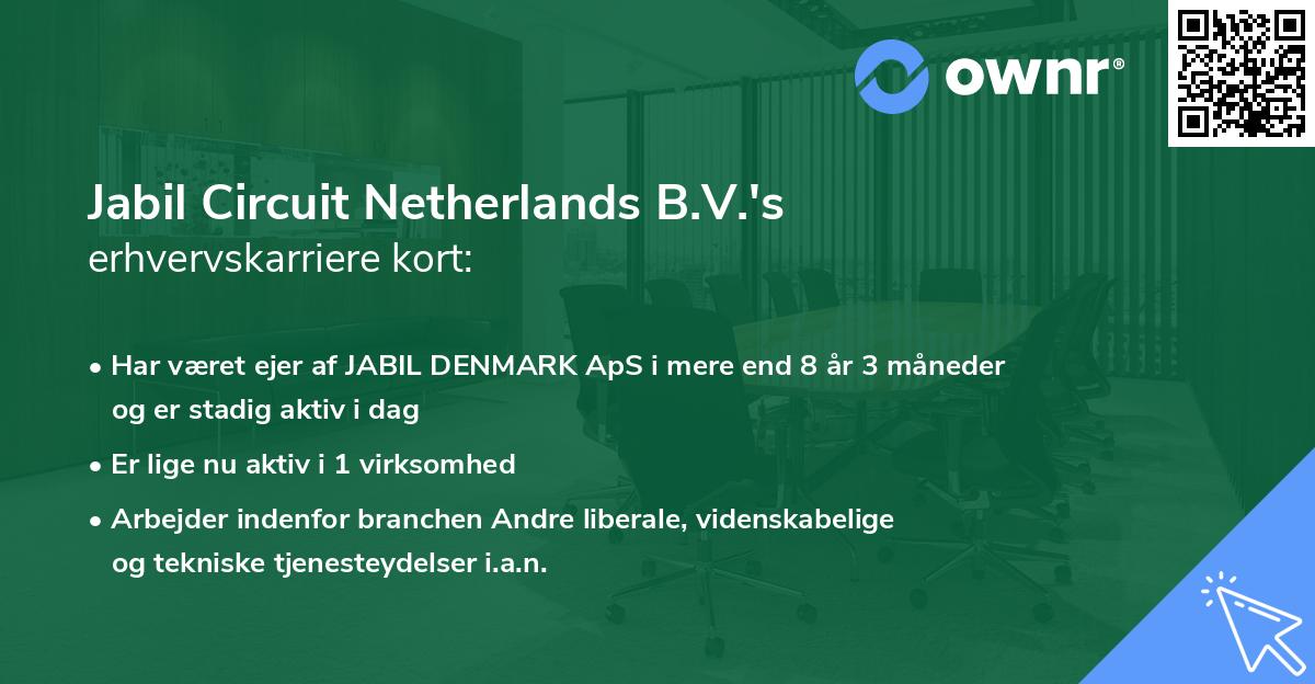 Jabil Circuit Netherlands B.V.'s erhvervskarriere kort