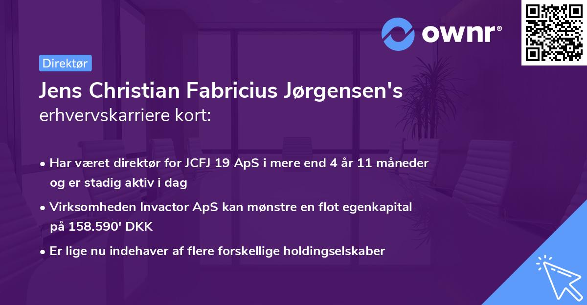 Jens Christian Fabricius Jørgensen's erhvervskarriere kort