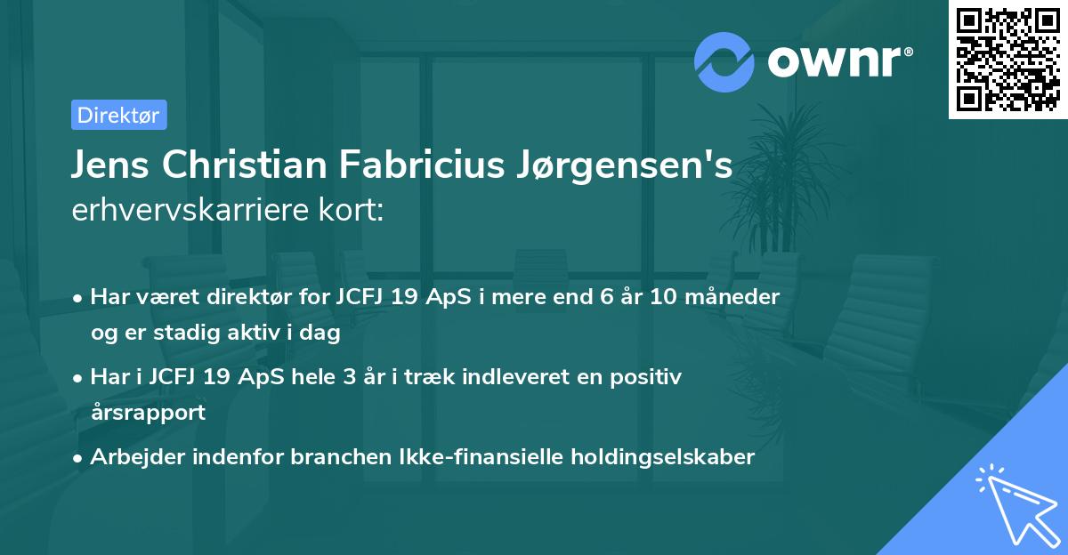 Jens Christian Fabricius Jørgensen's erhvervskarriere kort