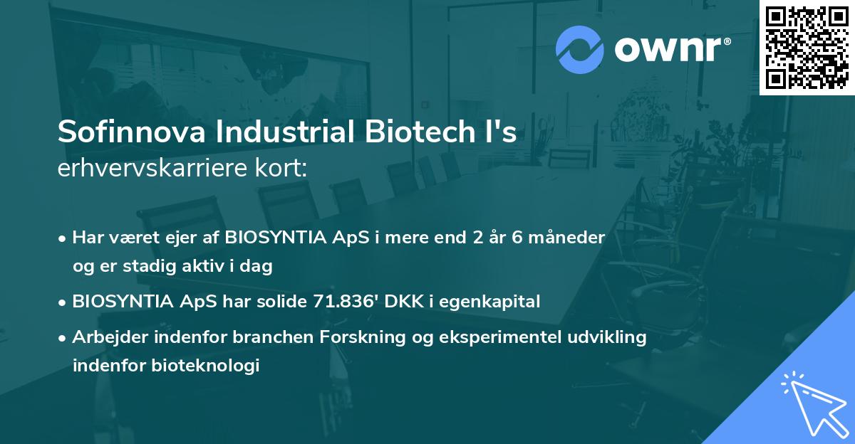 Sofinnova Industrial Biotech I's erhvervskarriere kort