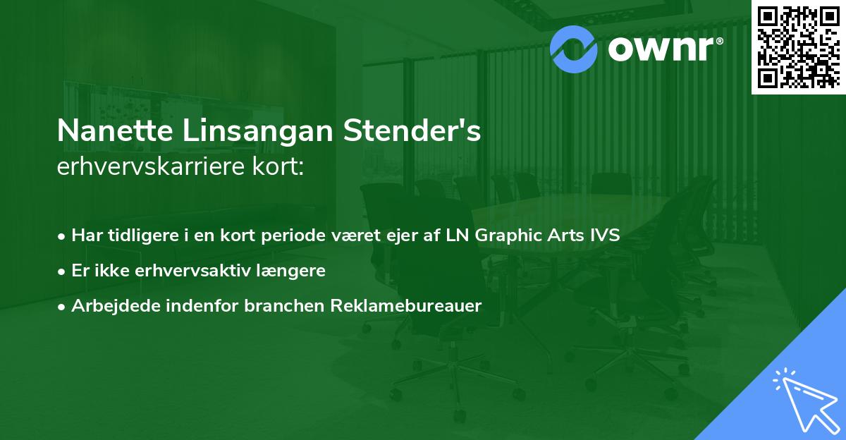 Nanette Linsangan Stender's erhvervskarriere kort