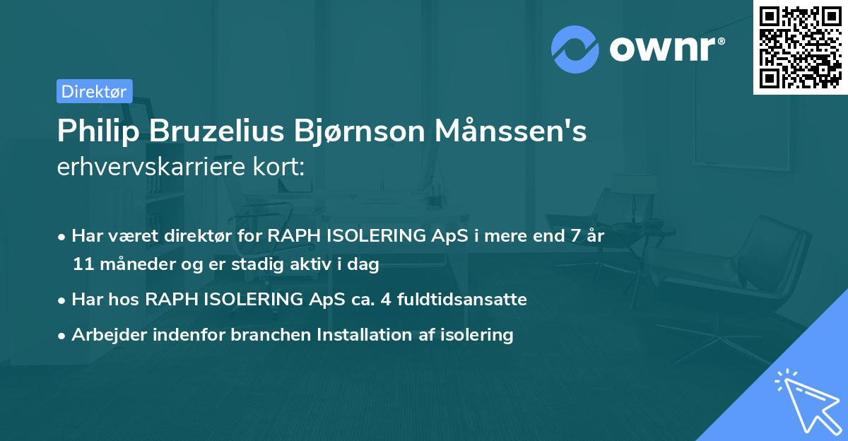Philip Bruzelius Bjørnson Månssen's erhvervskarriere kort