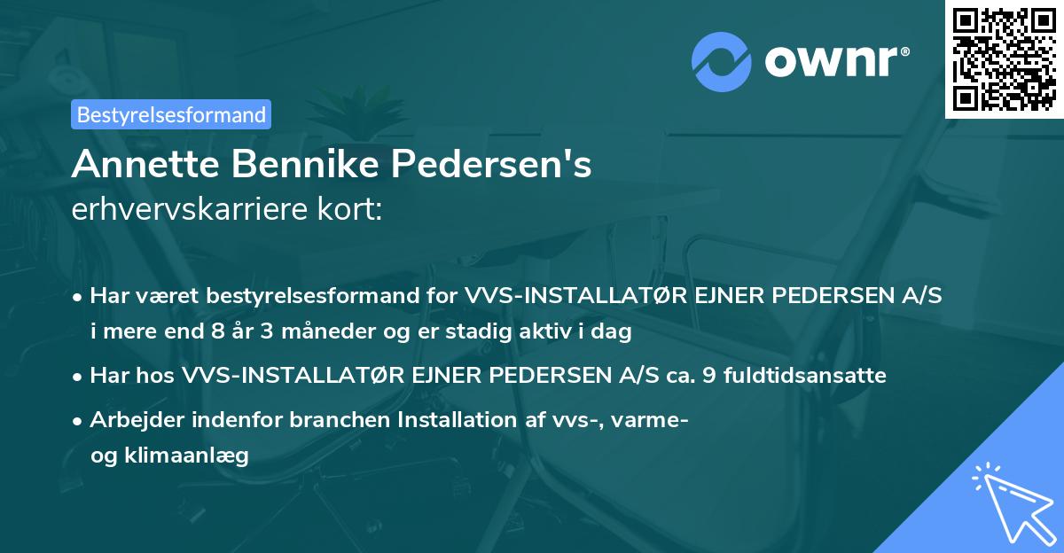 Annette Bennike Pedersen's erhvervskarriere kort