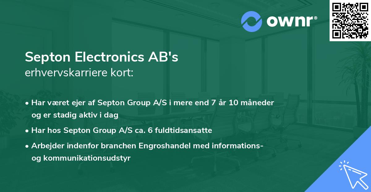 Septon Electronics AB's erhvervskarriere kort