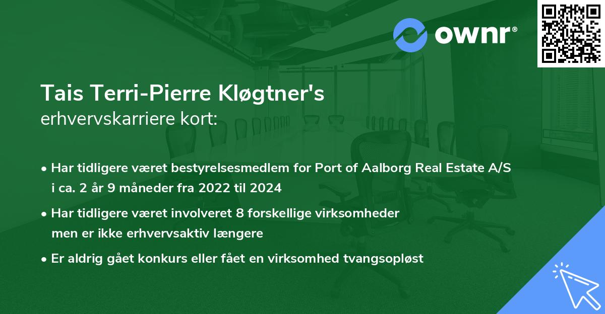 Tais Terri-Pierre Kløgtner's erhvervskarriere kort