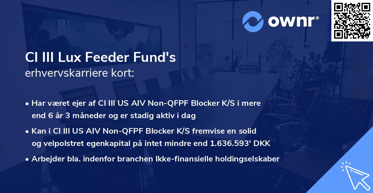 CI III Lux Feeder Fund's erhvervskarriere kort