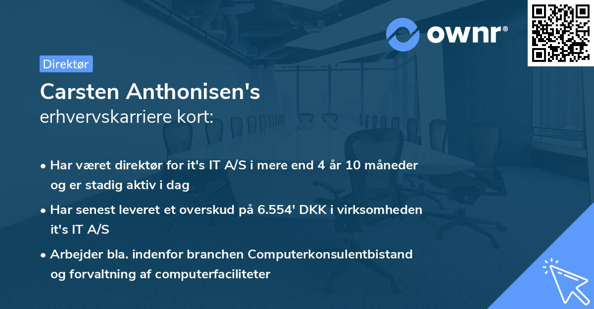 Carsten Anthonisen's erhvervskarriere kort
