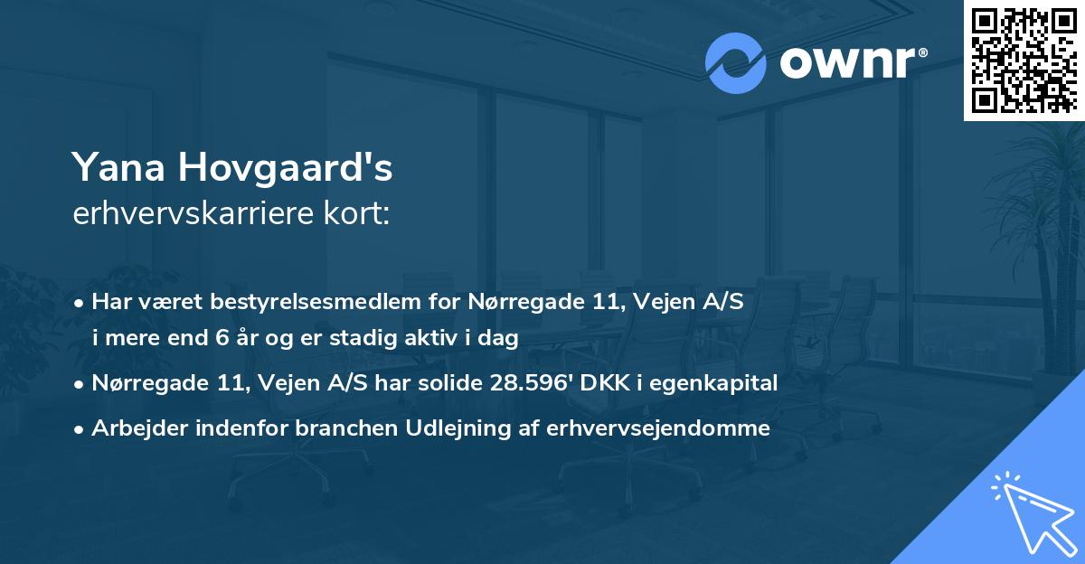 Yana Hovgaard's erhvervskarriere kort