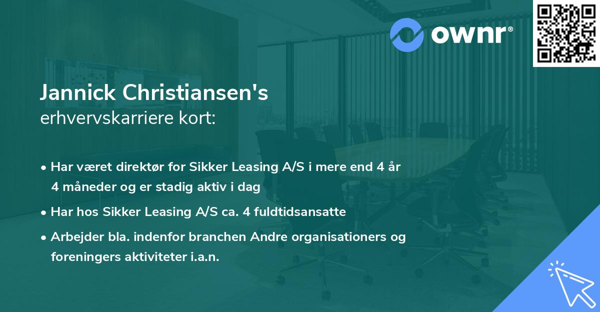 Jannick Christiansen's erhvervskarriere kort