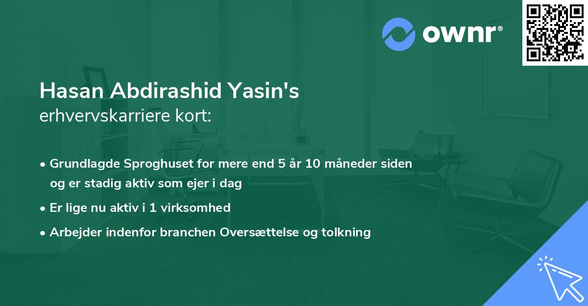 Hasan Abdirashid Yasin's erhvervskarriere kort