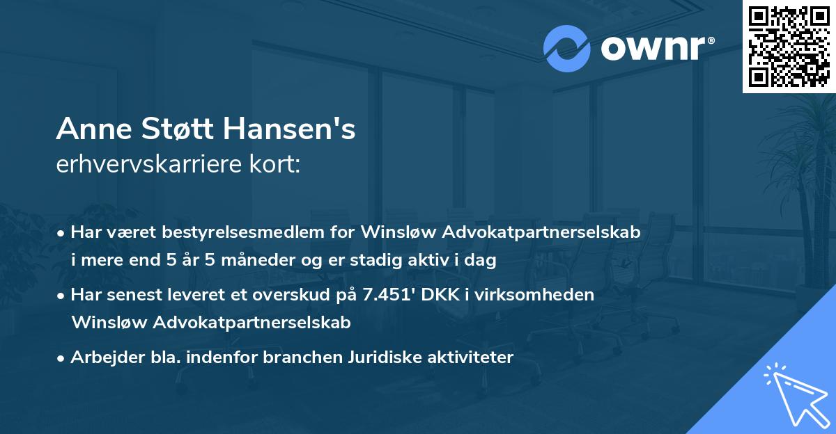 Anne Støtt Hansen's erhvervskarriere kort