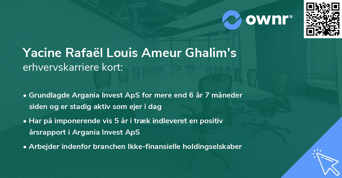 Yacine Rafaël Louis Ameur Ghalim's erhvervskarriere kort
