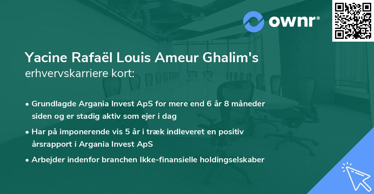 Yacine Rafaël Louis Ameur Ghalim's erhvervskarriere kort