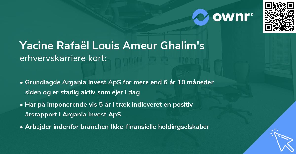 Yacine Rafaël Louis Ameur Ghalim's erhvervskarriere kort