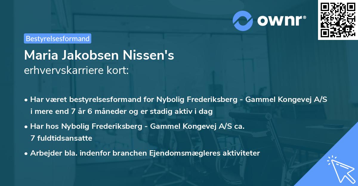 Maria Jakobsen Nissen's erhvervskarriere kort