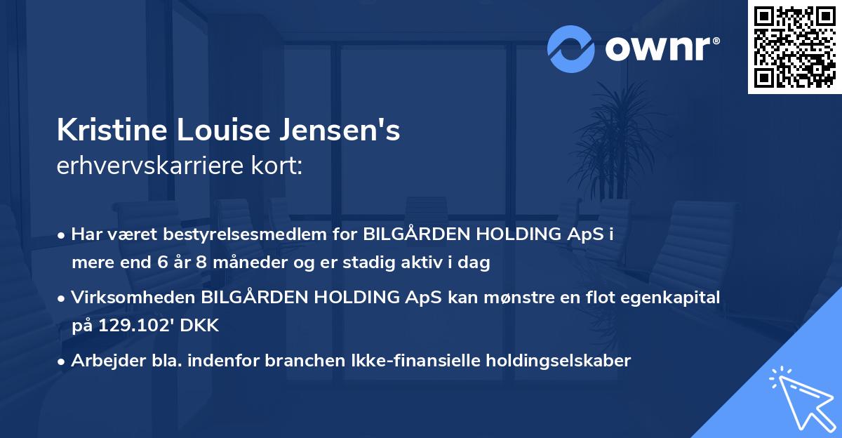 Kristine Louise Jensen's erhvervskarriere kort
