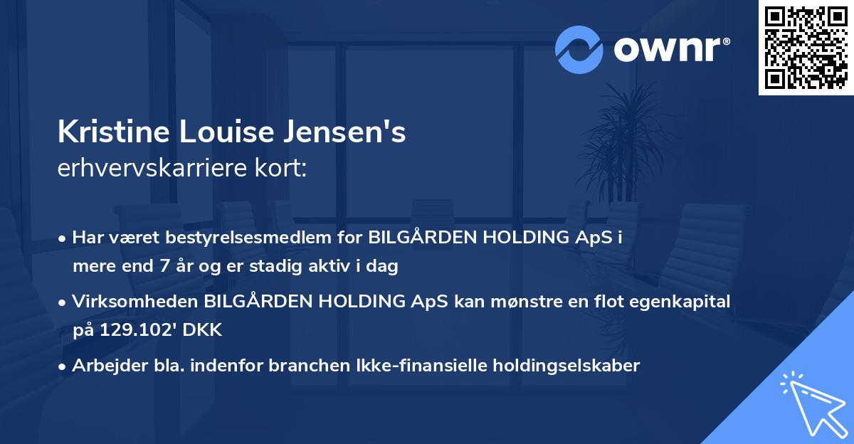 Kristine Louise Jensen's erhvervskarriere kort
