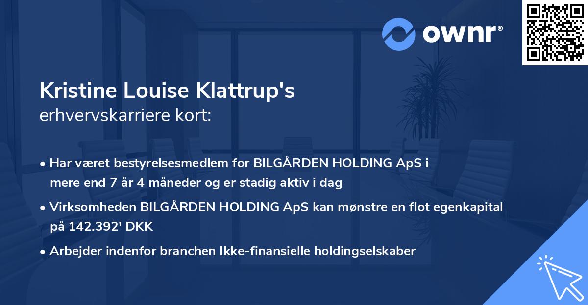 Kristine Louise Klattrup's erhvervskarriere kort