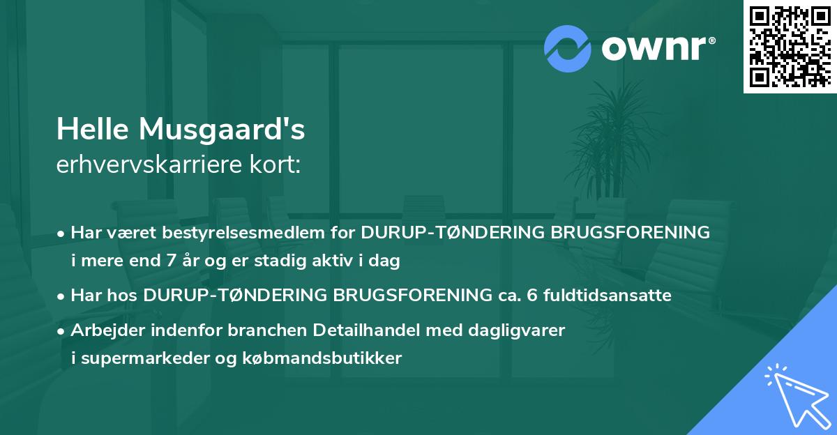 Helle Musgaard's erhvervskarriere kort