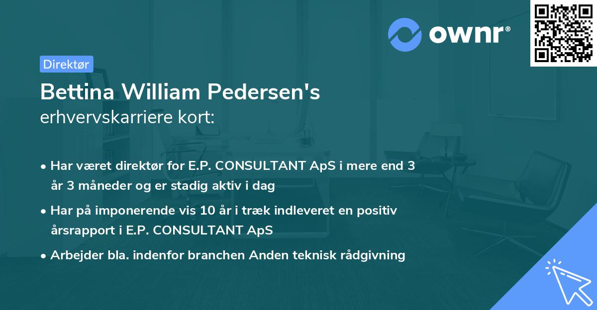 Bettina William Pedersen's erhvervskarriere kort