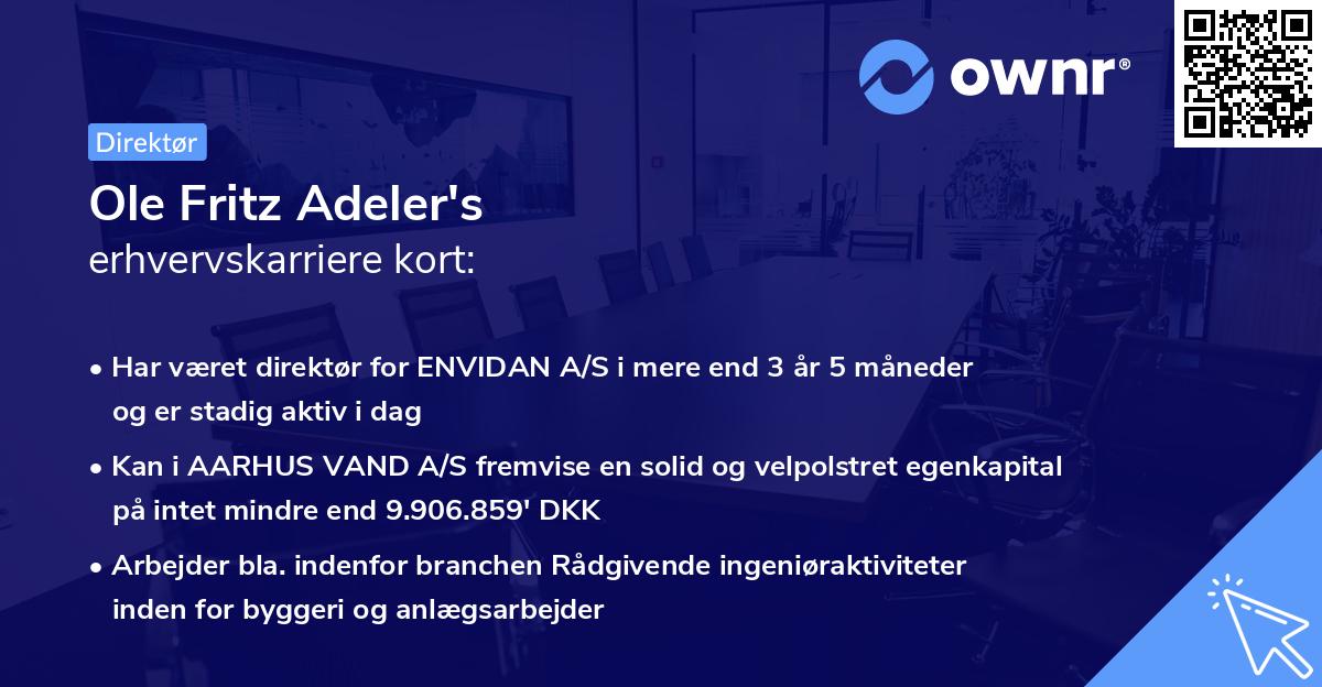 Ole Fritz Adeler's erhvervskarriere kort