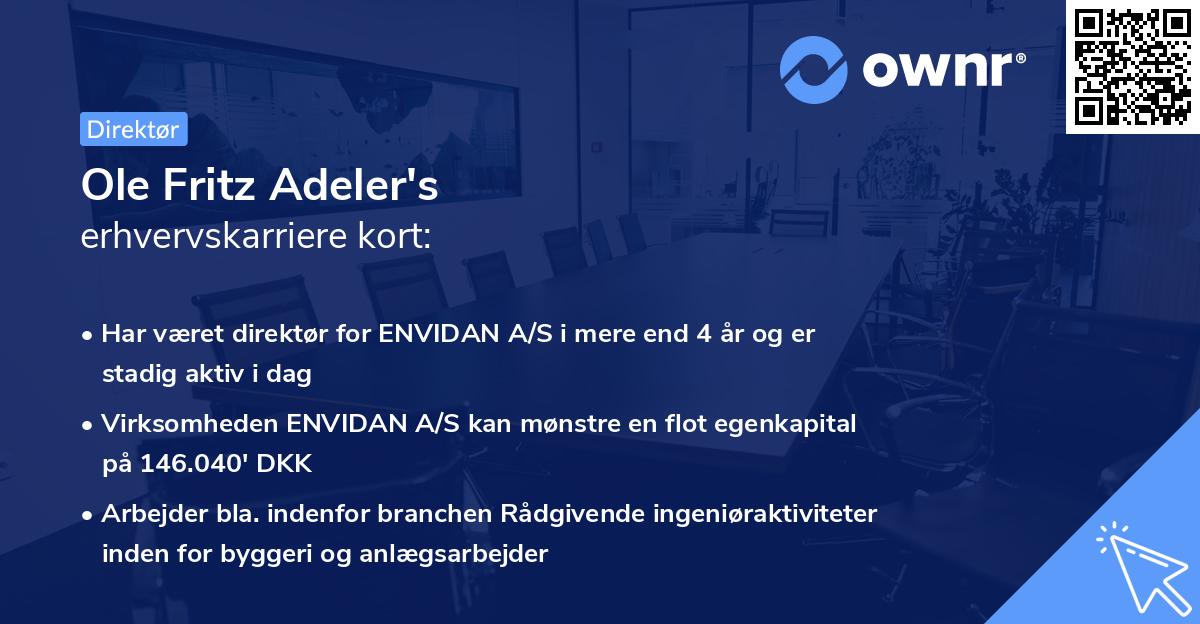 Ole Fritz Adeler's erhvervskarriere kort