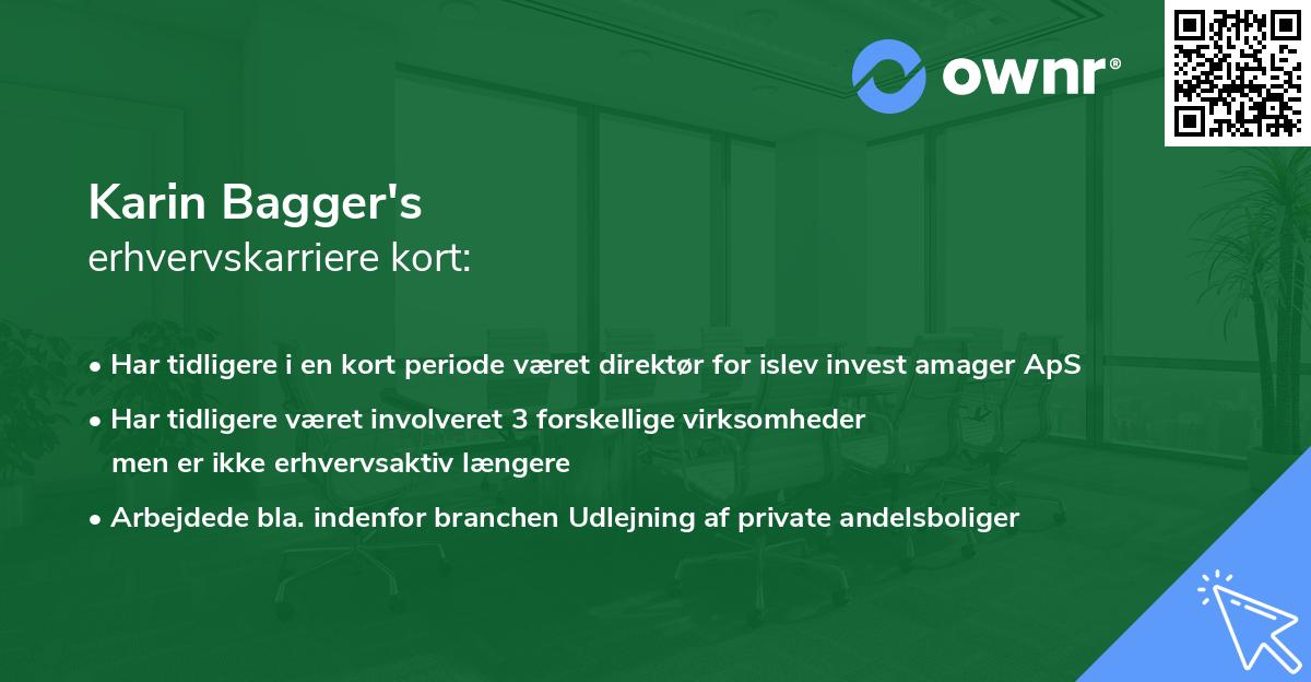 Karin Bagger's erhvervskarriere kort