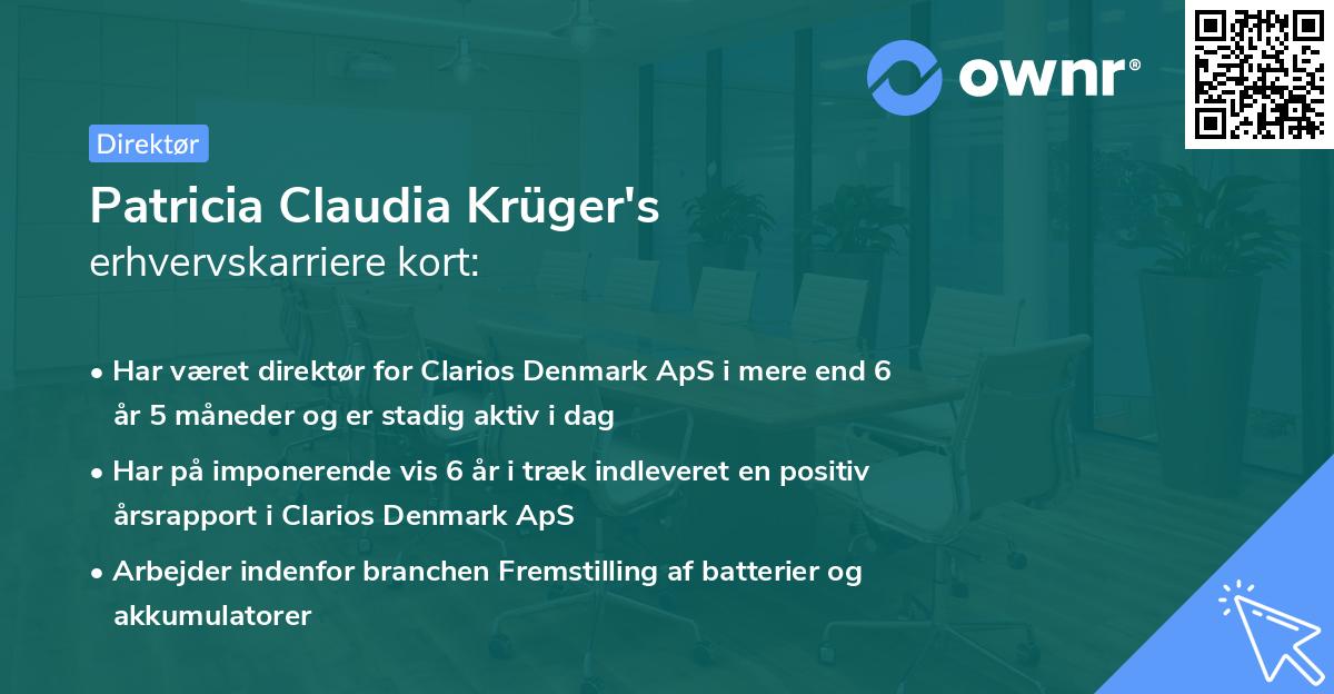 Patricia Claudia Krüger's erhvervskarriere kort