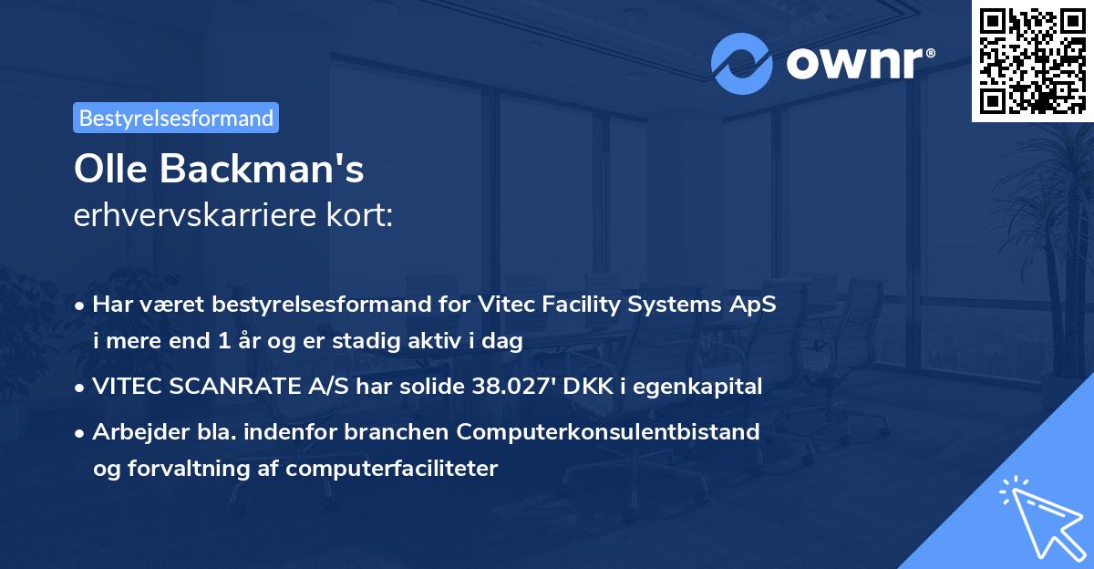 Olle Backman's erhvervskarriere kort